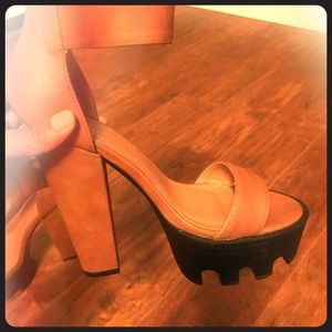 Cognac Chunky Heel